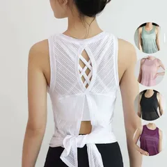 Áo tank top lưới nữ buộc dây phía sau - Phong cách thể thao thời trang, mặc 2 kiểu, mềm mịn, dễ phối các set đồ mùa hè