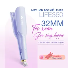 Máy Uốn Tóc Ion Âm Pháp Life360 LF-MUP23 - Gợn Sóng Lớn 32mm, 5 Mức Nhiệt Độ, Làm Nóng Nhanh, Bảo Hành 1 Năm