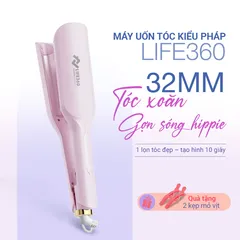 Máy Uốn Tóc Ion Âm Pháp Life360 LF-MUP23 - Gợn Sóng Lớn 32mm, 5 Mức Nhiệt Độ, Làm Nóng Nhanh, Bảo Hành 1 Năm