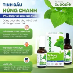 Xịt Họng Dr.Papie Dịch Chiết Húng Chanh 30ml - Hỗ Trợ Giảm Ho, Dịu Cổ Họng, An Toàn Cho Trẻ Em Và Người Lớn