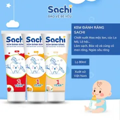 Kem đánh răng Sachi cho bé 60g - Ngăn ngừa sâu răng, hương vị thơm ngon, an toàn cho trẻ từ 2 tuổi trở lên