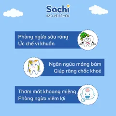 Kem đánh răng Sachi cho bé 60g - Ngăn ngừa sâu răng, hương vị thơm ngon, an toàn cho trẻ từ 2 tuổi trở lên