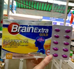 Viên uống hỗ trợ tuần hoàn não Brain Extra Gold - Ginkgo Biloba 100 viên, bổ não thông minh, tăng cường trí nhớ và giảm mệt mỏi.