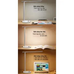 Đèn Bàn Học LED Chống Cận 8W - Tích Hợp Sạc Điện Thoại Không Dây, 3 Chế Độ Ánh Sáng, Thiết Kế Hiện Đại, Tiện Lợi Cho Học Tập