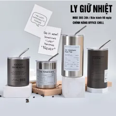 Ly Giữ Nhiệt Inox SUS 304 5 Lớp, Dung Tích 300ml & 600ml - Bảo Hành 90 Ngày, Ly Cao Cấp Office Chill, Duy Trì Nhiệt Độ Tối Ưu