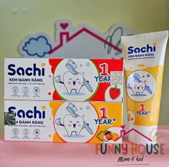 Kem đánh răng Sachi cho bé 60g - Ngăn ngừa sâu răng, hương vị thơm ngon, an toàn cho trẻ từ 2 tuổi trở lên