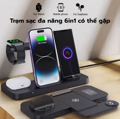 Đế sạc nhanh không dây 15w gấp gọn B18 cho điện thoại di động/tai nghe