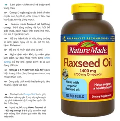 Dầu Hạt Lanh Omega 3 6 9 Nature Made 1400mg - 300 Viên Hỗ Trợ Tim Mạch và Tăng Cường Sức Khỏe Từ Mỹ