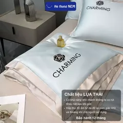 Bộ drap giường lụa Hệ Thống Nệm cao cấp bộ set chăn ga drap grap phủ trải giường gối nệm đệm 5 món lụa thái mùa hè cao cấp