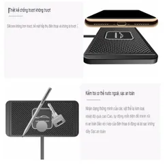 Đế Sạc Không Dây Trên Ô Tô 15W Chống Trượt - Sạc Nhanh cho iPhone, Samsung, Huawei - Giải Pháp Tiện Lợi Khi Lái Xe