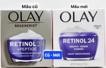 Kem Dưỡng Ẩm Đêm Olay Retinol 24 + Peptide 48g - Cấp Ẩm 24h, Làm Mờ Sạm Nám, Cải Thiện Sắc Tố Da