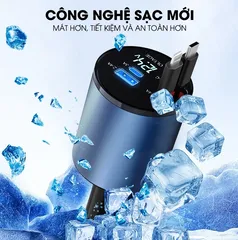 Tẩu Sạc Nhanh Ô Tô 120W 4 Cổng - Thiết Kế Thông Minh, Dây Cáp Thu Gọn Cho Điện Thoại iPhone, Samsung, LG