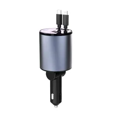 Tẩu Sạc Nhanh Ô Tô 120W 4 Cổng - Thiết Kế Thông Minh, Dây Cáp Thu Gọn Cho Điện Thoại iPhone, Samsung, LG