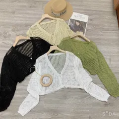 Áo Khoác Len Cardigan Croptop Mỏng 2 Cúc Hàn Quốc - Phong Cách Trẻ Trung, Dễ Phối Đồ, Nhiều Màu Sắc
