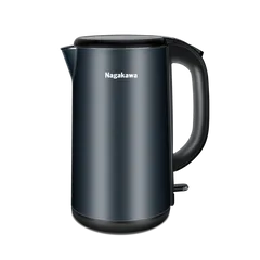 Ấm Siêu Tốc Nagakawa NAG0320 - 1.8L Inox 304, Công Suất 1800W, Thiết Kế 2 Lớp Sang Trọng, Đế Xoay 360 Độ, Chống Cạn Nước
