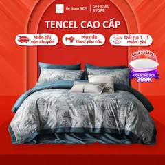 Set chăn ga gối 5 món Hệ Thống Nệm cao cấp Set bộ vỏ chăn ga ra drap lụa tencel trải phủ giường gối nệm đệm 5 món cao cấp