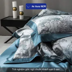 Set chăn ga gối 5 món Hệ Thống Nệm cao cấp Set bộ vỏ chăn ga ra drap lụa tencel trải phủ giường gối nệm đệm 5 món cao cấp