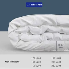 Topper nệm mỏng gấp gọn 5cm Hệ Thống Nệm cao cấp tấm topper gòn bông 5cm trải sàn văn phòng trải giường 1 người kí túc xá