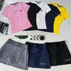 Bộ Váy Thể Thao Nữ 2 Lớp & Áo Thun Ngắn Tay - Chất Liệu Thun Lạnh, Dành Cho Yoga, Gym, Tennis, Chạy Bộ - Tặng Kèm Mút Ngực