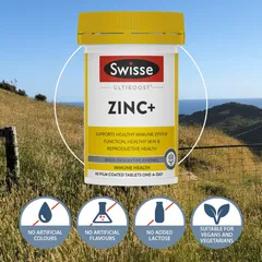 Viên uống bổ sung kẽm Swisse Ultiboost Zinc+ Úc 60 viên - Tăng cường sức đề kháng, đẹp da, tóc, hỗ trợ miễn dịch và sinh sản