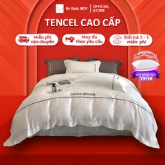 Ga trải giường cao cấp Hệ Thống Nệm Set bộ vỏ chăn ga ra drap tencel trải phủ giường gối nệm đệm 5 món cao cấp
