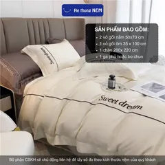 Ga trải giường cao cấp Hệ Thống Nệm Set bộ vỏ chăn ga ra drap tencel trải phủ giường gối nệm đệm 5 món cao cấp