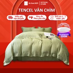 Combo chăn ga gối 5 món Hệ Thống Nệm Set bộ vỏ chăn ga ra gối nệm đệm 5 món lụa tencel vân chìm trải phủ giường êm ái