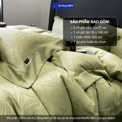 Combo chăn ga gối 5 món Hệ Thống Nệm Set bộ vỏ chăn ga ra gối nệm đệm 5 món lụa tencel vân chìm trải phủ giường êm ái