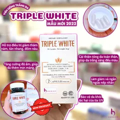 Viên Uống Triple White Trắng Sáng Da - Giảm Thâm, Chống Nắng, Bổ Sung Glutathione và Chiết Xuất Dương Xỉ Cho Da Khỏe Mạnh