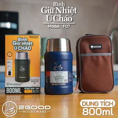 Bình ủ Cháo, Bình Giữ Nhiệt 2GOOD F07, 800ml, inox Cao Cấp 316, Kèm Thìa, Túi Giữ Nhiệt - Hàng Chính Hãng