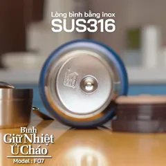 Bình ủ Cháo, Bình Giữ Nhiệt 2GOOD F07, 800ml, inox Cao Cấp 316, Kèm Thìa, Túi Giữ Nhiệt - Hàng Chính Hãng