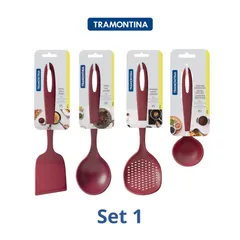 Bộ 4 Dụng Cụ Nấu Ăn Tramontina - Muôi Vá Xẻng Bằng Nhựa PA, Chịu Nhiệt 180 Độ, An Toàn, Xuất Xứ Brazil