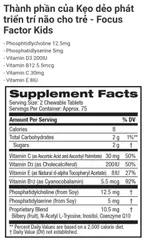 Kẹo bổ sung trí não Focus Factor Kids 150 viên - Hỗ trợ tập trung & phát triển trí tuệ cho trẻ từ 4 tuổi - Chính hãng Mỹ