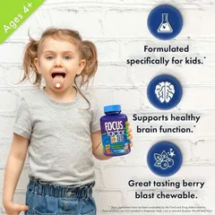 Kẹo bổ sung trí não Focus Factor Kids 150 viên - Hỗ trợ tập trung & phát triển trí tuệ cho trẻ từ 4 tuổi - Chính hãng Mỹ