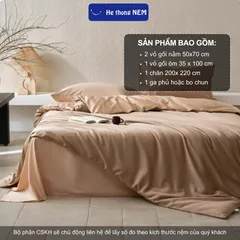 Bộ drap giường tencel 60S Hệ Thống Nệm cao cấp set bộ vỏ chăn ga ra drap tencel trải phủ giường gối nệm đệm 5 món cao cấp
