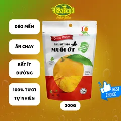 Xoài Sấy Dẻo Muối Ớt Viza Food 200g - Trái Cây Sấy Khô Nguyên Miếng Hàng Xuất Khẩu, Ngọt Ngào Đặc Biệt, Không Chất Bảo Quản