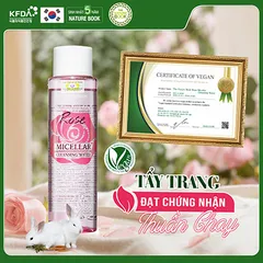 Nước Tẩy Trang Hoa Hồng Nature Book - Micellar Water Hàn Quốc Dưỡng Ẩm, Làm Sạch Da, Phù Hợp Mọi Loại Da 200ml