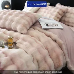 Bộ chăn ga gối đệm 5 món Nỉ lông cáo Hệ Thống Nệm Cao Cấp Drap nệm trải phủ giường mùa đông ấm áp, mềm mịn