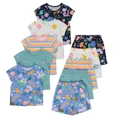 Set 5 Bộ Hè Bé Gái Chính Hãng Geo UK - Cotton Mềm Mát, Họa Tiết Hoa Đẹp - Thời Trang Mùa Hè Cho Trẻ Em