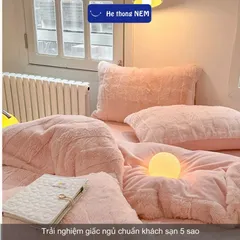Bộ chăn ga gối đệm 5 món Hệ Thống Nệm cao cấp Bộ set vỏ chăn ga ra  phủ trải giường gối nệm đệm 5 món nỉ nhung mịn trần bông