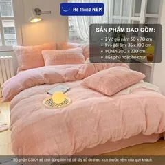 Bộ chăn ga gối đệm 5 món Hệ Thống Nệm cao cấp Bộ set vỏ chăn ga ra  phủ trải giường gối nệm đệm 5 món nỉ nhung mịn trần bông