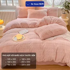 Bộ chăn ga gối đệm 5 món Hệ Thống Nệm cao cấp Bộ set vỏ chăn ga ra  phủ trải giường gối nệm đệm 5 món nỉ nhung mịn trần bông