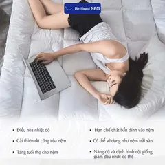 Topper lông vũ nệm dày 9cm Hệ Thống Nệm cao cấp tấm topper làm mềm niệm đệm dày 9cm mát lạnh xuất nhật lông vũ