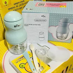 Máy Xay Đa Năng Bear GR-B03V8 (0.3L) - Máy Xay Mini Xay Đồ Ăn Dặm Cho Bé, Lưỡi Dao Thép Bền, Thủy Tinh Borosilicate, Bảo Hành 18 Tháng