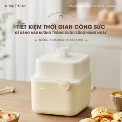 BẢN MỚI-BH 18THÁNG) Nồi Nấu Chậm 0.8L Model SB-NNC08, Nồi Nấu Cháo Bear NNC08 Cho Bé - Bảo Hành Chính Hãng 18 Tháng