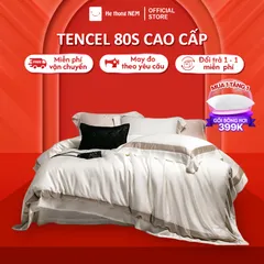 Bộ chăn ga 5 Món Lụa Tencel 80s Cao Cấp Hệ Thống Nệm Chính Hãng bộ drap chăn ga gối nệm giường vải lụa tencel cao cấp