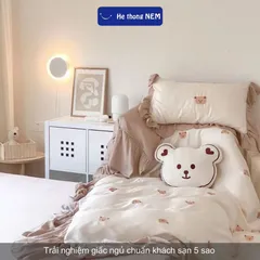 Bộ ga giường cao cấp Hệ Thống Nệm Set bộ vỏ chăn ga ra drap tencel trải phủ giường gối nệm đệm 5 món lụa tencel cao cấp