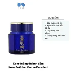 Kem Dưỡng Da Ban Đêm Kose Sekkisei Cream Excellent - Giúp Tái Tạo Da, Cấp Nước, Dưỡng Trắng Sáng Da, Thích Hợp Mọi Loại Da