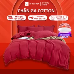Bộ chăn ga gối cotton tici Hệ Thống Nệm set bộ vỏ chăn ga ra drap grap gối nệm đệm 5 món phủ giường vải cotton 100% cao cấp