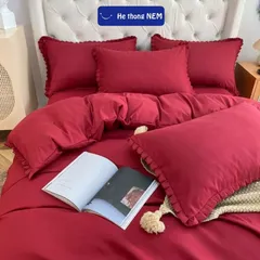 Bộ chăn ga gối cotton tici Hệ Thống Nệm set bộ vỏ chăn ga ra drap grap gối nệm đệm 5 món phủ giường vải cotton 100% cao cấp